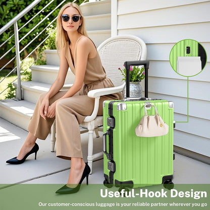 Krute Carry On Luggage 20 inch Aluminum Frame Suitcase with Spinner Wheels No Zipper Hardshell PC+ABS Luggages TSA Lock Zipperless Suitcases