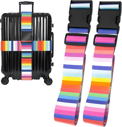 Rainbows Luggage Straps for Suitcases, Adjustable Luggage Travel Belts Security While Travel, Strong Polyester Fabric, Easy-to-Recognize Stylish Design Travel Essentials, 2 Pack