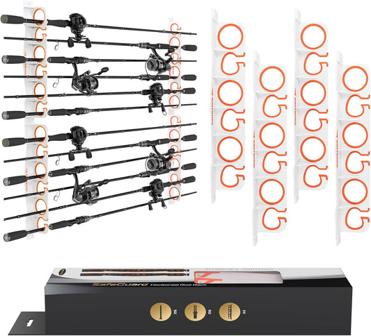 KastKing SafeGuard Fishing Rod Holder for Garage, Wall or Ceiling Mounted Fishing Rod Rack Storage Organizer, Fishing Pole Holder Holds 12 Rods or Combos in Less Than 36 Inches