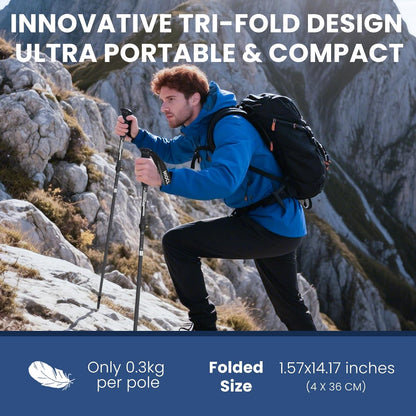 Collapsible Hiking Poles, 7075 Aluminum Trekking Poles, 2pc Lightweight Folding Adjustable for Men & Women, Walking Sticks for Hiking, Camping, Backpacking