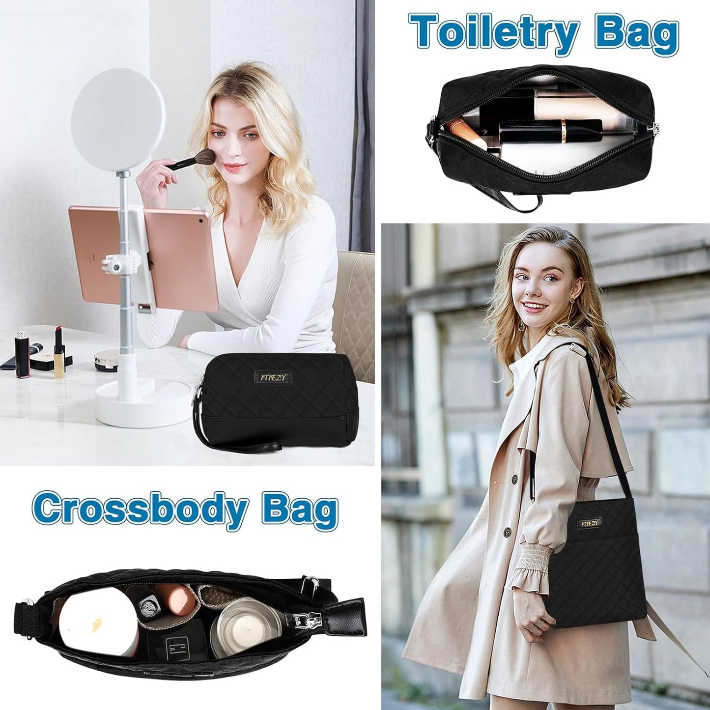 Weekender Bag for Women, Travel Duffel Bag Carry On Overnight Bag with Shoe Compartment Large Nylon Travel Weekend Tote Bag