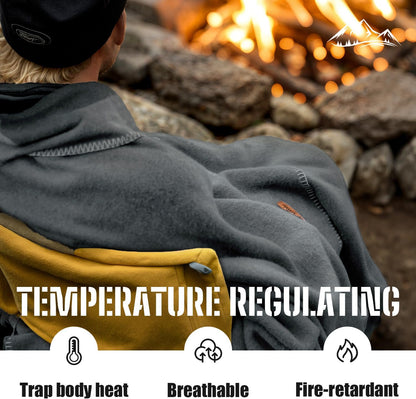 100% Wool Blanket, 48" x 62", Warm, Thick, Washable, Military Wool Blanket, Great for Camping, Outdoors, Sporting Events, Survival Kits