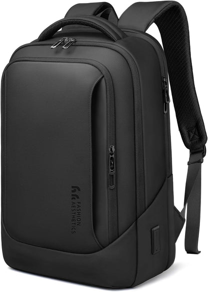 hk Laptop Backpack for Men with USB Charging Port Water-Resistant for 17.3 Inch Computer Bag Durable High-Tech Daypack Casual Backpack for Business Work College Weekender Travel- Black