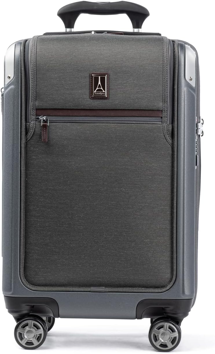 Travelpro Platinum Elite Hardside Expandable Carry on Luggage, 8 Wheel Spinner, TSA Lock, Hard Shell Polycarbonate Suitcase, Vintage Grey, Carry on Laptop Pocket 21-Inch