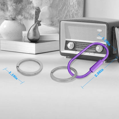 Key Chain, Brass Key Rings 2 Pack Screw Lock Key Organizer with 4 Rings Carabiner Keychain Clip for Men and Women