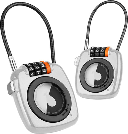 Compatible with Apple AirTag Secure Lock with Wire Cable, 3-Digit Combination Luggage Locks, Alloy Body Ultra Durable Anti-Lost Protective Case for Luggage, Bags, Suitcase, and Backpacks (WHITE)