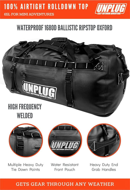 Duffel Bag, Storm Grey, Waterproof, 1680D Heavy Duty, Tactical Duffle Bag for Travel, Camping, Motorcycle, Hunting, Boating