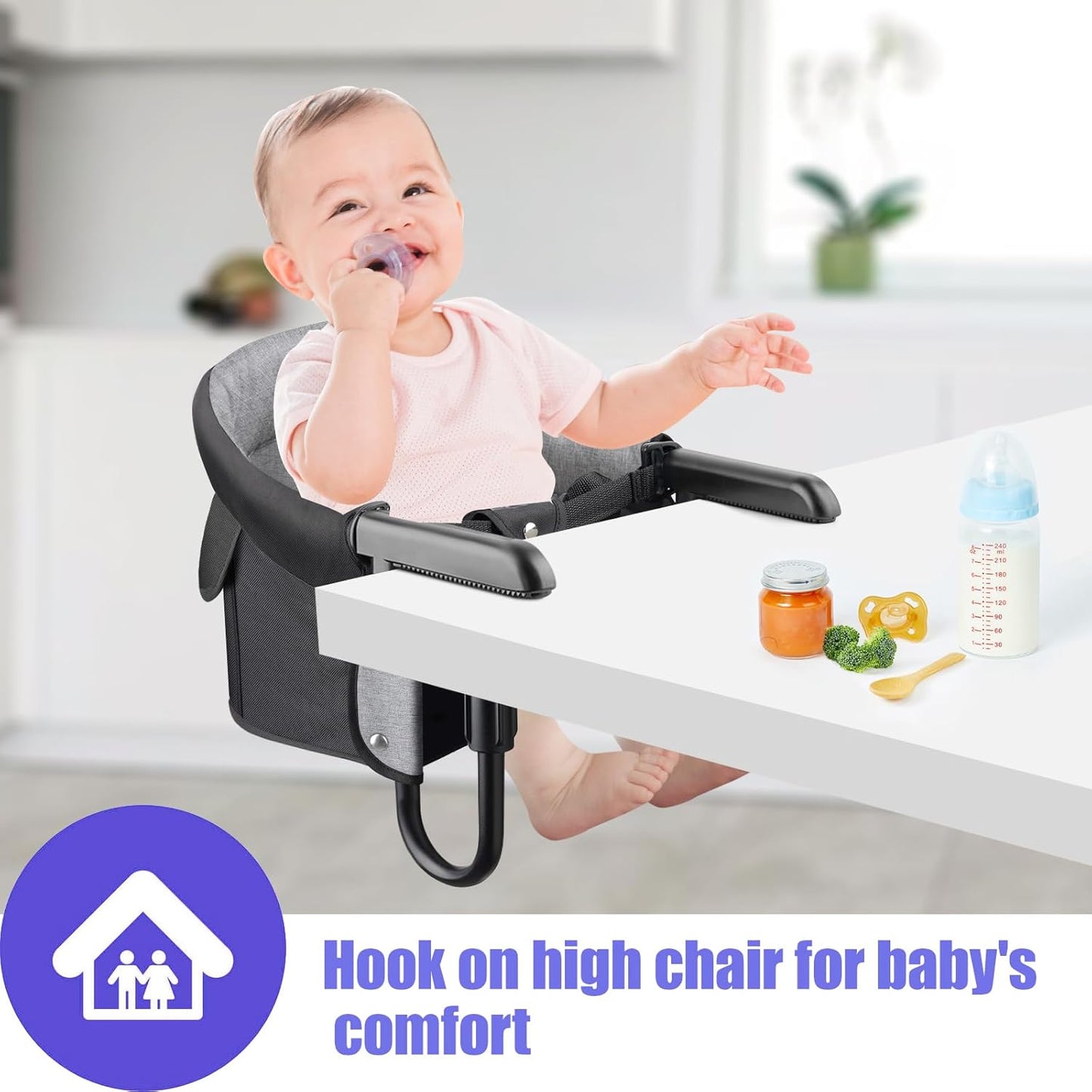 Hook On High Chair, Attach to Fast Table Chair,Clip on High Chairs to Table,Foldable Storage Feeding Baby Seat for Baby Toddler Home and Travel,Lightweight Space-Saving Design,Portable High Chairs