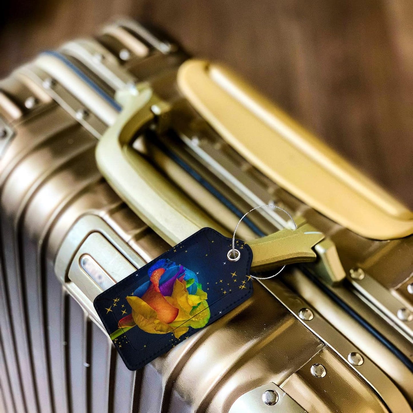 2 Pack Luggage Tag for Suitcase, Cute Unique Leather Suitcase Tags Identifiers with Privacy Name Address Labels & Durable Steel Loop for Women Men Travel