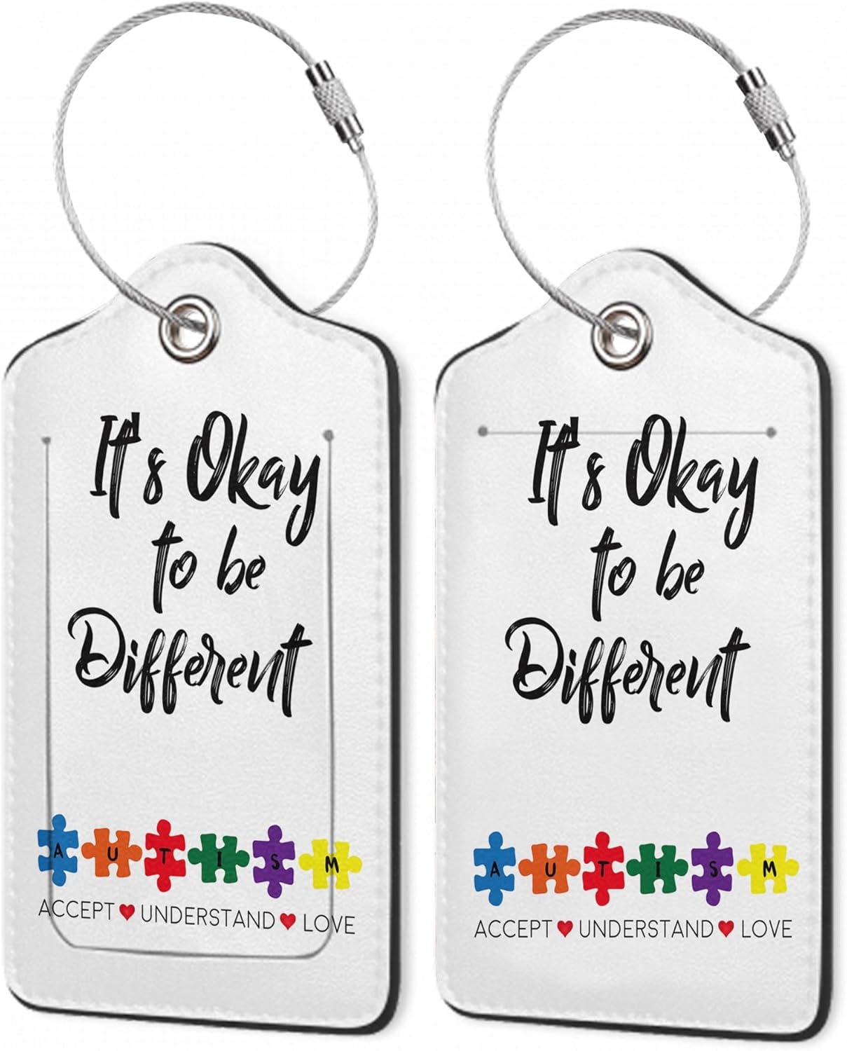 2Pcs Luggage Tag for Suitcase Autism Awareness Cute Suitcase Tag with Privacy Flap & Name ID Label & Metal Loop,Travel Bag Luggage Tags for Women