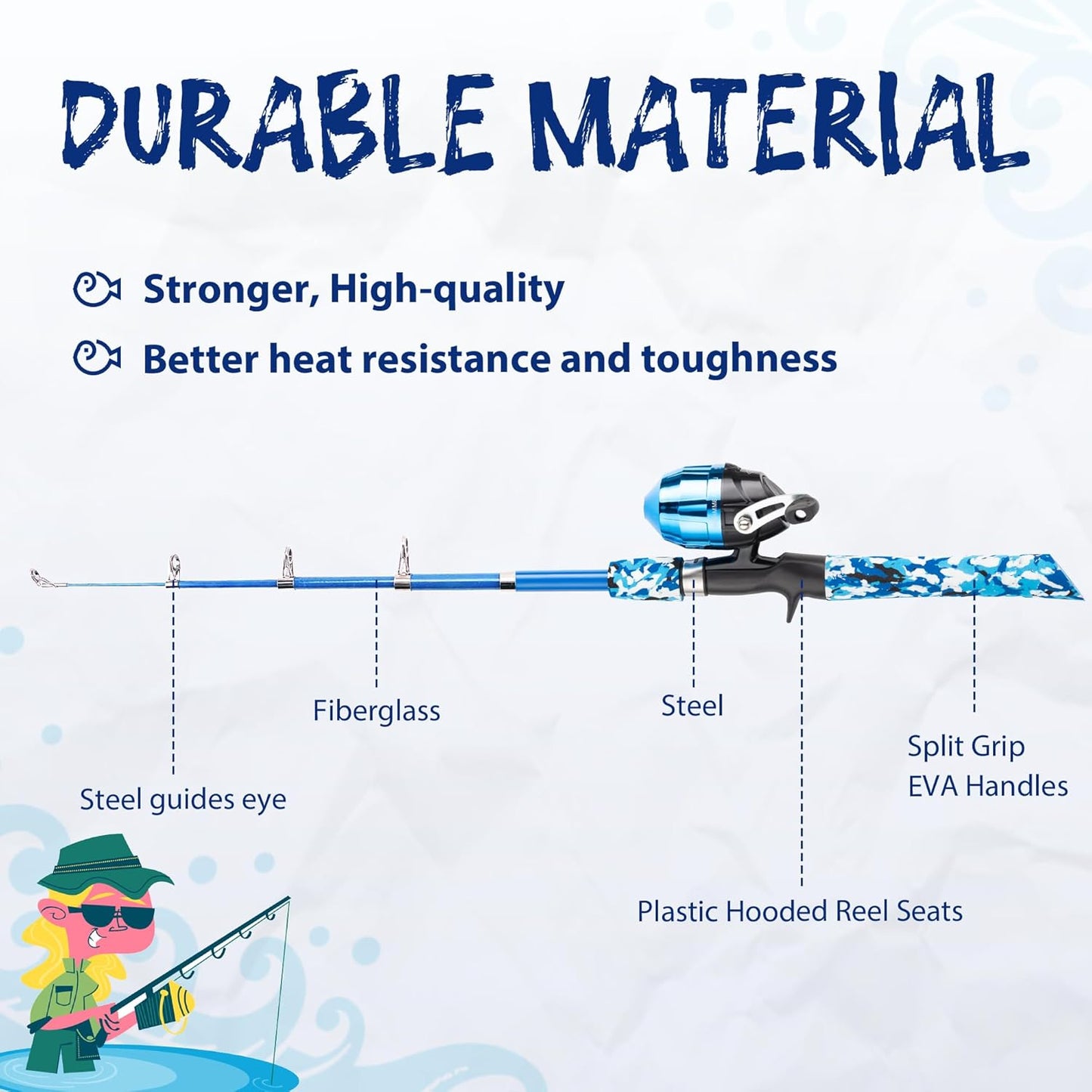 Kids Fishing Pole, Portable Telescopic Kids Fishing Poles for Boys and Girls, Fishing Rod and Reel Combo Kit with Tackle Box, and Fishing Net, Best Fishing Pole for Toddler Youth