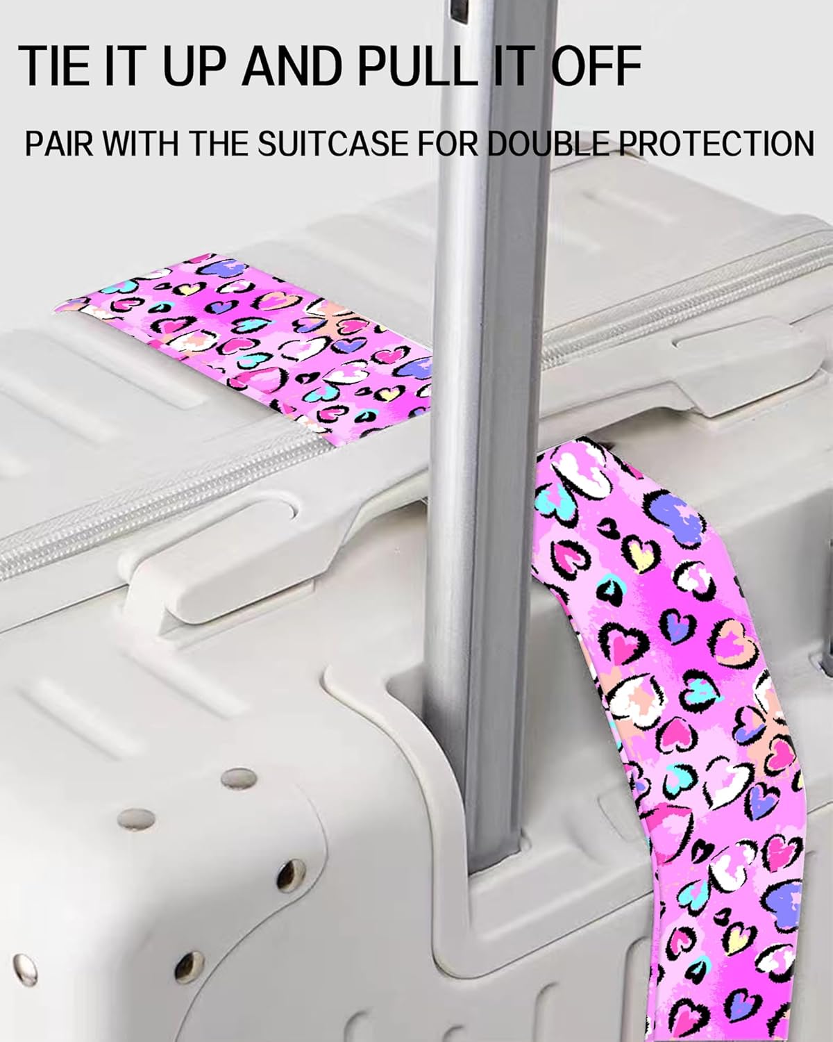 Luggage Straps for Suitcases, Adjustable Travel Belt, Durable Wide Luggage Strap, Cute Suitcase Strap Identifiers with Buckle, Bag Straps for Luggage, Cute Purple Leopard