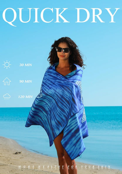 2 Pack Microfiber Lightweight Thin Beach Towel Sand Free Quick Dry Super Absorbent Large Towels for Swimming Pool Yoga Gym Travel Vacation Beach Accessories Essentials for Adults