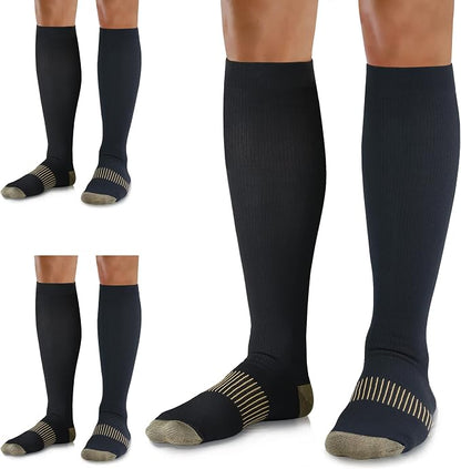 Medical Compression Socks for Women and Men 3 Pairs 20-30 mmHg Knee High by UUSOCKS