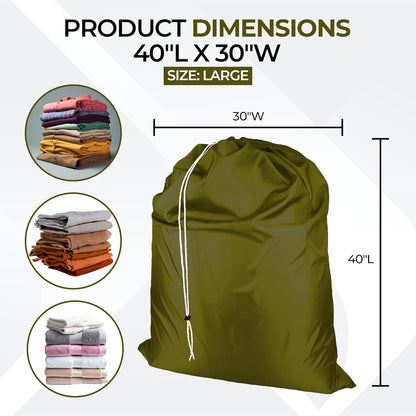 Laundry Bag with Locking Closure Drawstring – Extra Large Heavy Duty 100% Nylon, Large & Foldable Clothes Sack – Lightweight Dirty Laundry Organizer for Travel, Dorm, Gym – L 40" x H 50" (OLD GOLD)