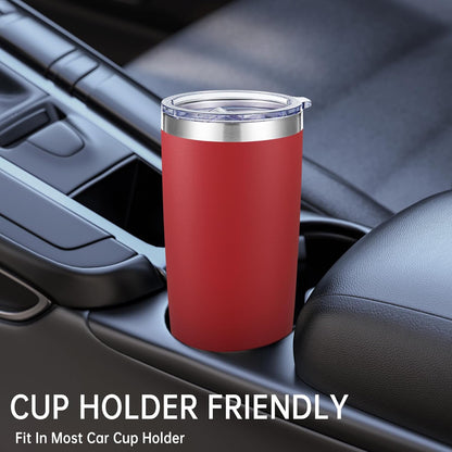 20 oz Tumblers Bulk Stainless Steel Tumbler with Lid Double Wall Vacuum Insulated Coffee Mug 20oz Powder Coated Cup for Hot and Cold Drinks, Red, 12 pack