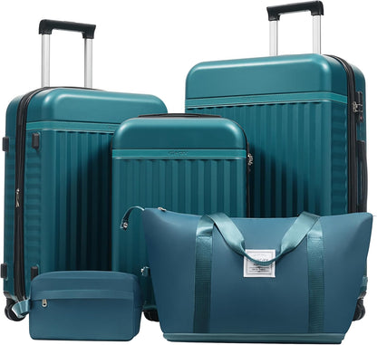 Merax Luggage Sets, Durable Hardshell 3 Piece Suitcase with Double Spinner Wheels and Handle Bags,Lightweight Carry on Luggage with TSA Lock,20+24+28 inches,Dark Green