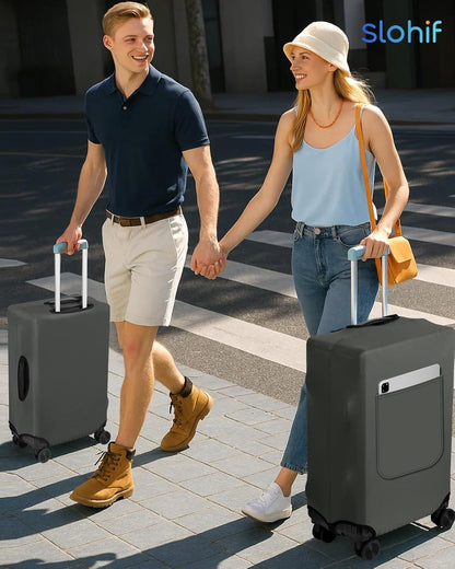 Slohif Luggage Cover for Suitcase Tsa Approved Protector - Luggage Sleeve Suit Case Cover Travel Stretch Large Baggage Case Protective Washable Fit 30-32 Inch Gray