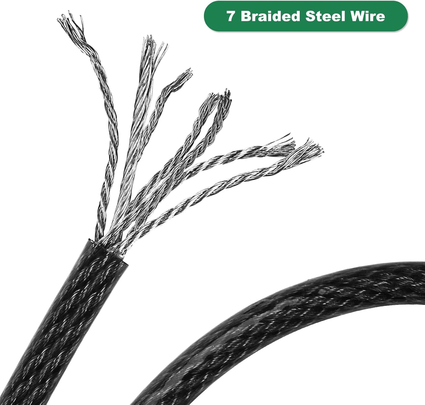 33 ft x 1/2" Heavy Duty Cut-Proof Security Cable | Flexible Vinyl-Coated Braided Steel with Looped Ends | Weatherproof Anti-Theft Locking Cable for Bikes, Gates, Kayaking & Outdoor Equipment