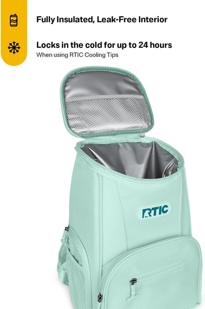 RTIC 15 Can Lightweight Backpack Cooler Soft Insulated Portable Bag for Lunch, Beach, Drink, Beverage, Travel, Camping, Picnic, Car, Hiking,