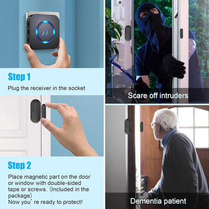 SanJie Door Chime, Wireless Door Chimes When Door Open Entry for Business/Home/Office/Store (500ft Range 26 Chimes Adjustable Volume)
