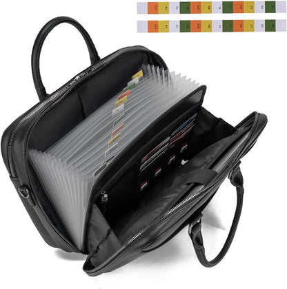 Accordian File Organizer with Handle,briefcase,15.6 in Laptop Bag Portable Document Organizer Handbags Back packs