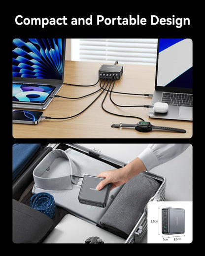 270W USB C Charger Block, Rocoren 6 Port Multi USB-C Charging Station,100W PD Fast USBC Gan Charger Station Hub Dock for Multiple Devices, Laptop Type C for MacBook/iPhone 17/iPad/Galaxy S25