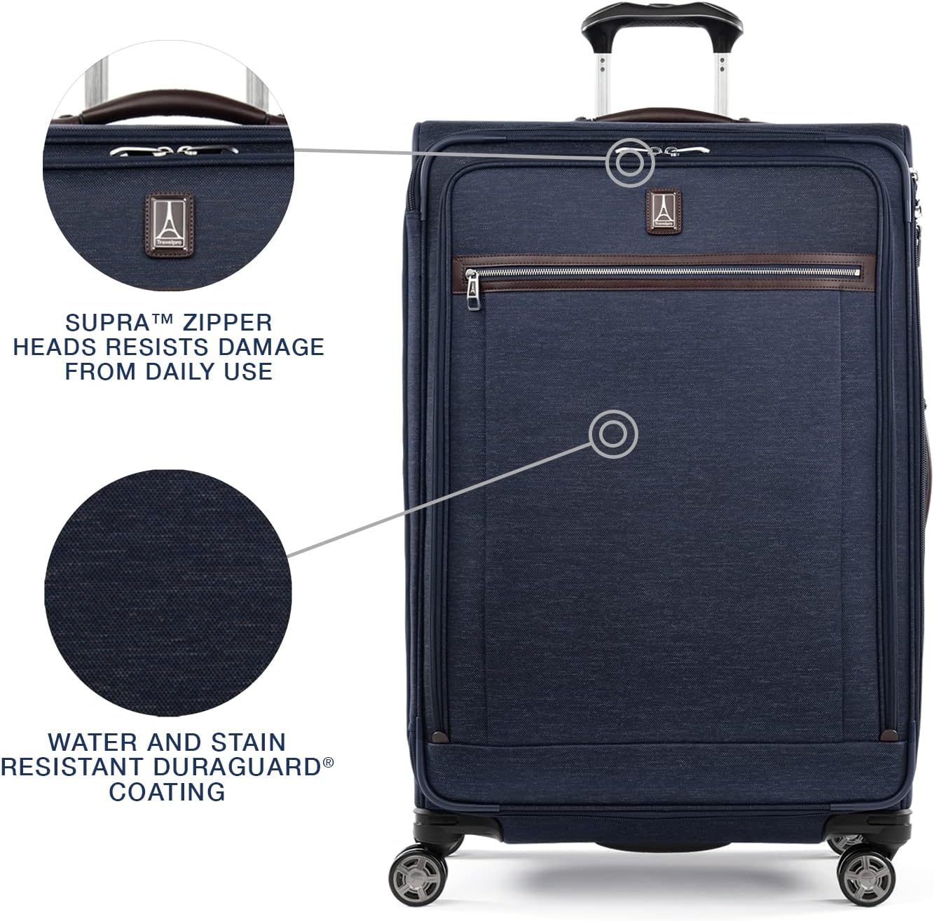 Travelpro Platinum Elite Softside Expandable Checked Luggage, 8 Wheel Spinner Large Suitcase, TSA Lock, Men and Women, True Navy Blue, Checked Large 29-Inch