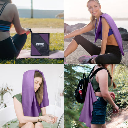 Microfiber Travel Towel, Soft Lightweight Quick Dry Towel, Super Absorbent Compact Travel & Sports & Beach Towels for Camping, Backpack, Gym, Swimming, Yoga, Hiking (M:20"×40" -Purple)
