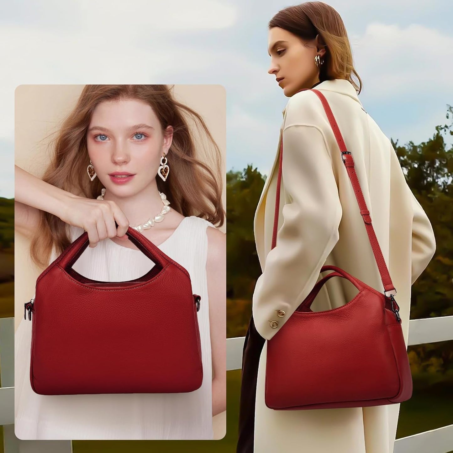 KOGTLA Genuine Leather Purses for Women, Crossbody Shoulder Bags with Top-Handle, Tote Satchel Handbags