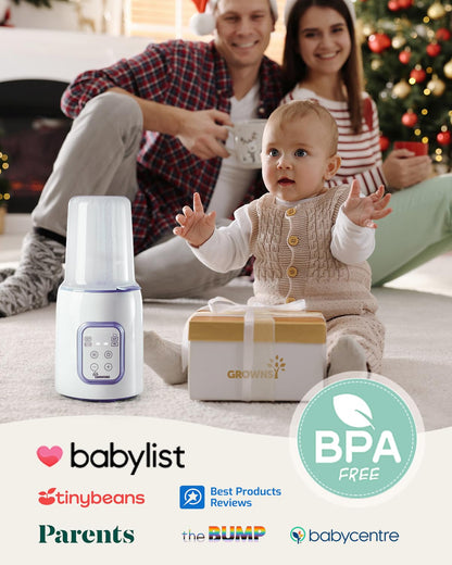 GROWNSY Bottle Warmer, 8-in-1 Fast Baby Bottle Warmer for Breastmilk or Formula, Smart Temperature Control and Automatic Shut-Off Milk Warmer, Baby Essentials for Newborn- Purple