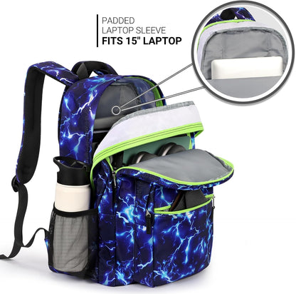 ZORFIN 26L Backpack for College, and Travel: Water Resistant Bookbag - Blue Lightning