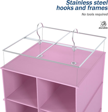 coastal rose Hanging Shoe Organizer for Closet, 20 Sections Hanging Closet Organizers and Storage Shelves, Space Saving Shoe Storage Rack Holder, Pink, 12''W×12''Dx 50''H