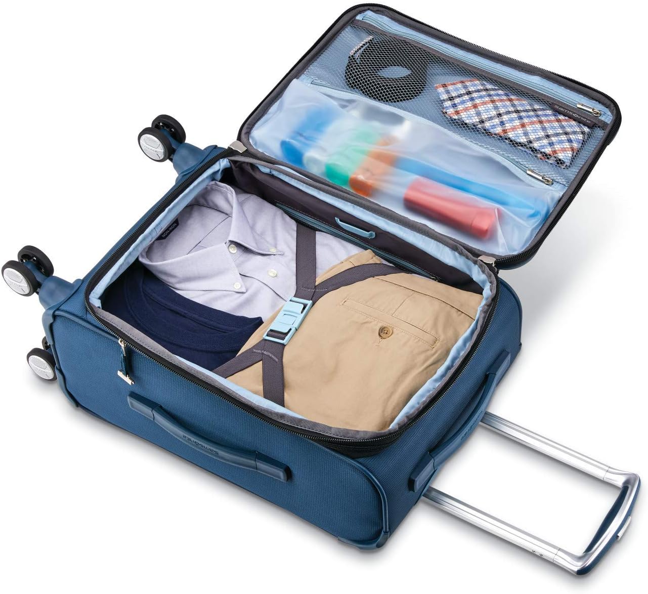 Samsonite Solyte DLX Softside Expandable Luggage with Spinner Wheels, Mediterranean Blue, Carry-On 20-Inch