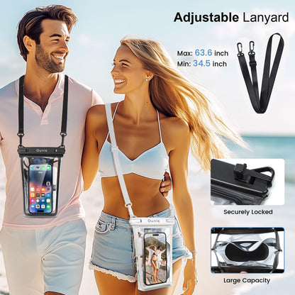 Large Waterproof Phone Pouch, Floating Waterproof Pouch for iPhone 16 15 14 13 12 Pro Max Galaxy S25 S24 S23, Adjustable Lanyard, IPX8 Waterproof Bag for Beach Cruise Swimming Rafting Boating