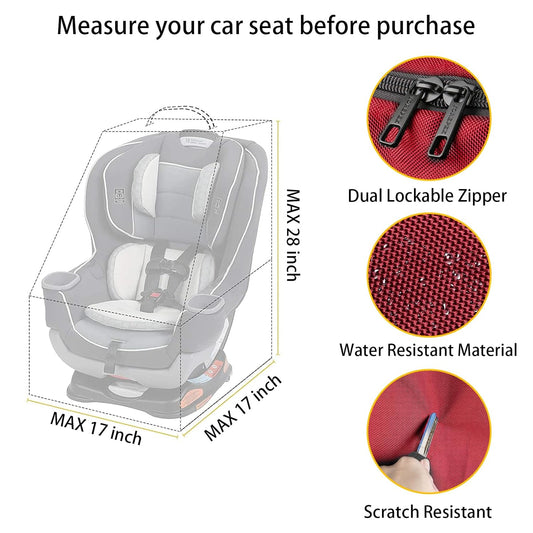 YOREPEK Car Seat Travel Bag, Padded Car Seats Backpack for Air Travel, Heavy Duty Carseat Travel Bag for Airplane, Airport Gate Check Bag (Red)