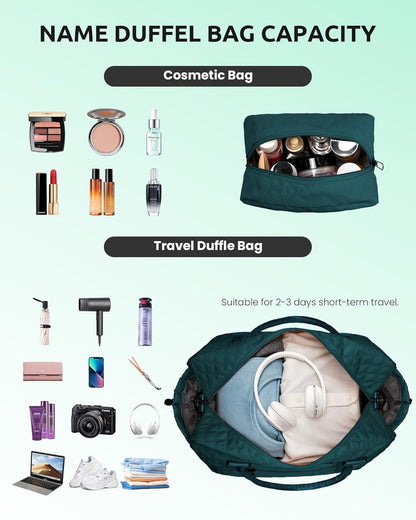 Teenage Girl Gifts 8-10-Initial Travel Bag with Shoe Compartment, Personalized Weekender Bag, Monogram Overnight Bag for Women, Letter Travel Bag with Makeup Bag Graduation Gifts (Letter W)