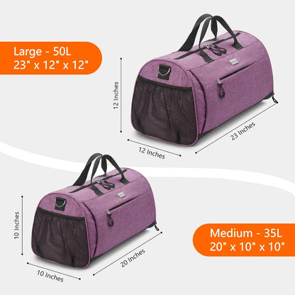 TOPDesign Gym Bag for Women & Men, Unisex Duffel Bag with Shoe Compartment & Wet Pocket for Travel Sports Gym (L Textured Purple)