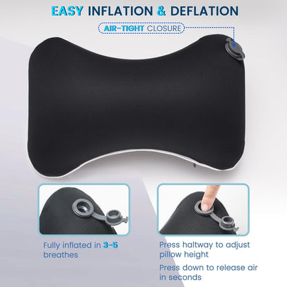 Inflatable Car Neck Pillow, Soft Headrest Inflatable Car Pillow for Driving Seat with Adjustable Strap, Comfortable Ergonomic Design Neck Support and Breathable Washable Cover