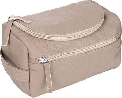 ELIZO Premium REAL Leather Toiletry Bag for Men Dopp Kitt Hanging Mens Toiletry Large TSA Toiletries Bag Shaving Grooming Bag Organizer Cream