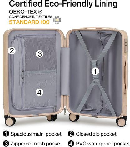 Hanke 20/29 Inch Carry On Luggage Sets 2 Piece Hard Shell Suitcases with Spinner Wheels Extra Large Travel Luggage Rolling Suitcase for Travel Nestable Storage（Cuba Sand）