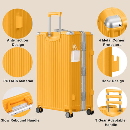 AnyZip Luggage Sets 2 Piece Aluminum Frame Carry On and Checked Suitcase PC ABS Hard Shell TSA Lock No Zipper(Orange, 20/28)