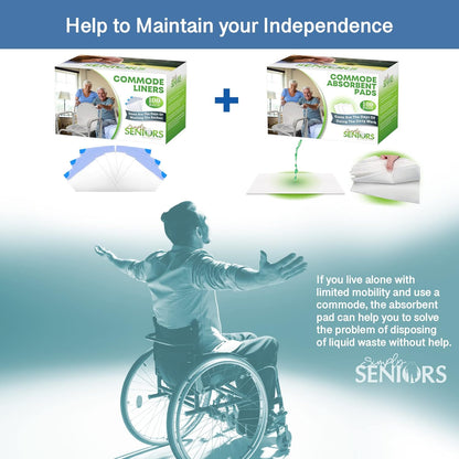 Commode Absorbent Pads for Bedside Commode Liners - 100 Pads for Portable Toilet Bags- No More Days Doing The Dirty Work - For Bedside Toilet Liners, Potty Bags for Portable Toilet, Potty Chair Liners