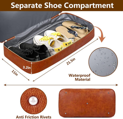 Weekender Bag for Women, Travel Duffel Bag Carry On Overnight Bag with Shoe Compartment Large Nylon Travel Weekend Tote Bag