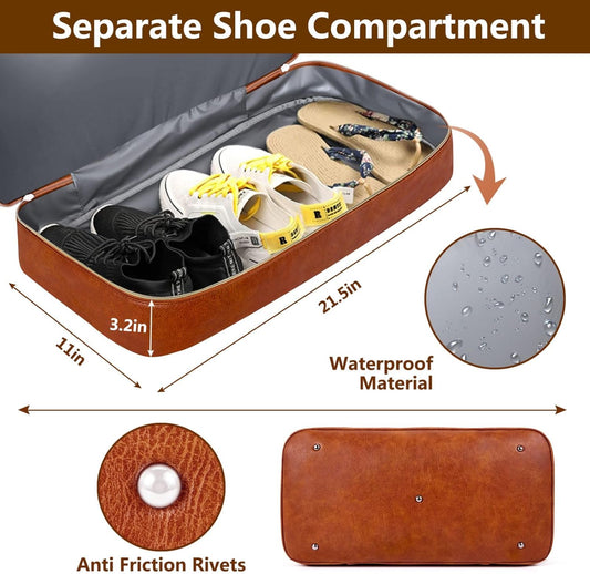 Weekender Bag for Women, Travel Duffel Bag Carry On Overnight Bag with Shoe Compartment Large Nylon Travel Weekend Tote Bag