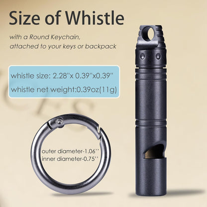 Whistle Emergency,Titanium Loud Whistle up to 120db,Emergency Survival Whistles Keychain for Kids Women Men,Safety Whistles for Camping Hiking-Black