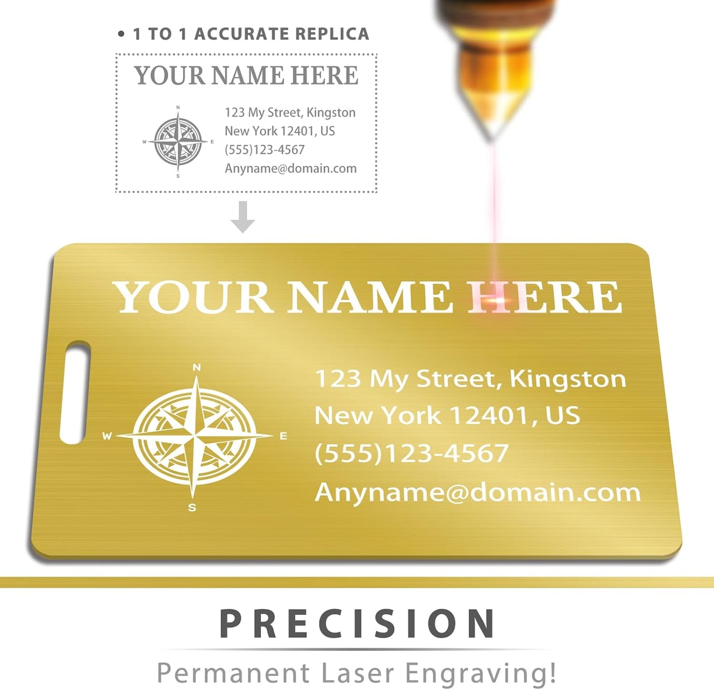 Personalized Luggage Tags for Suitcases (2/4/6/8 Pack) - Custom Engraved Metal Travel Tag, Customizable Pattern/Name/Text for Bags Backpacks Suitcases