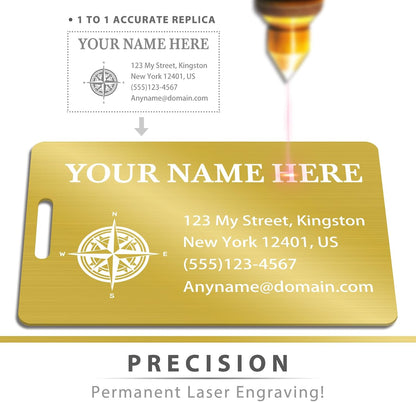 Personalized Luggage Tags for Suitcases (2/4/6/8 Pack) - Custom Engraved Metal Travel Tag, Customizable Pattern/Name/Text for Bags Backpacks Suitcases