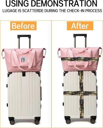 Luggage Straps for Suitcases, Adjustable Travel Belt, Durable Wide Luggage Strap, Cute Suitcase Strap Identifiers with Buckle, Bag Straps for Luggage, Classic Camouflage