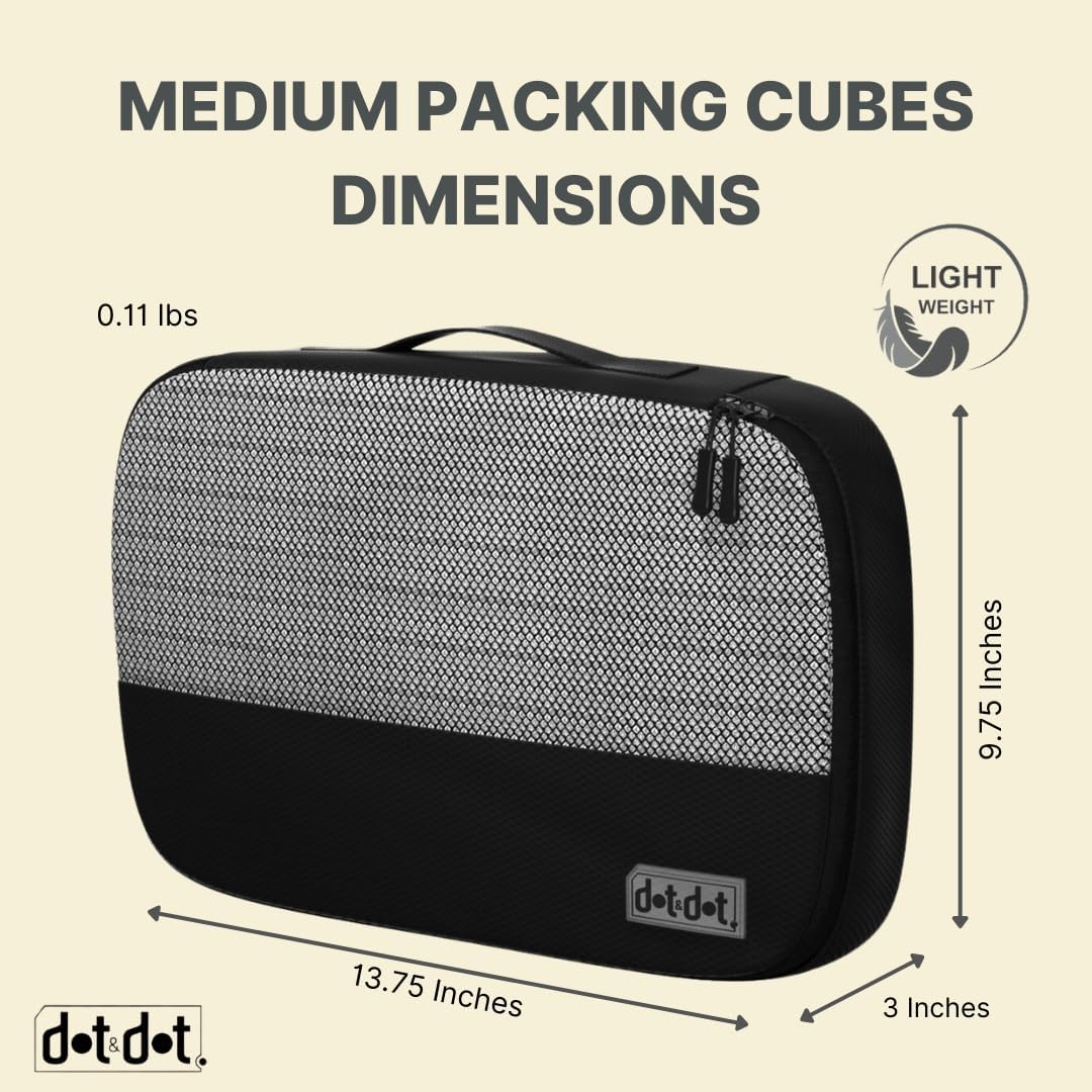 Medium Packing Cubes for Suitcases - 5 Pcs set of Packing Cubes for Travel Carry on Suitcase Organizer Bags - Travel Cubes Organizer Bags for Luggage